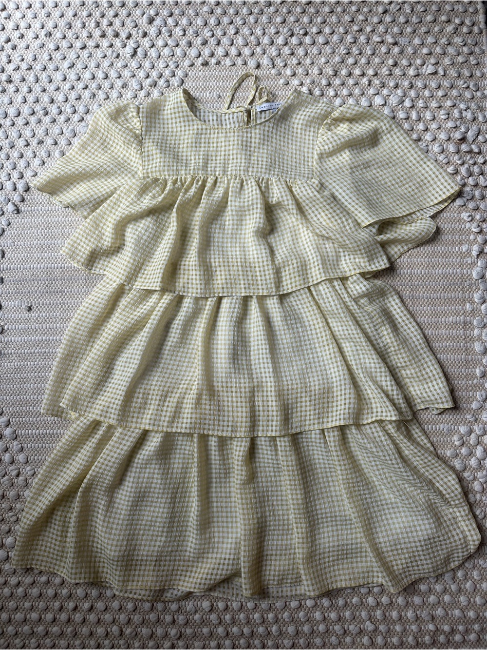 English Factory Size Small Yellow Gingham Tiered Dress